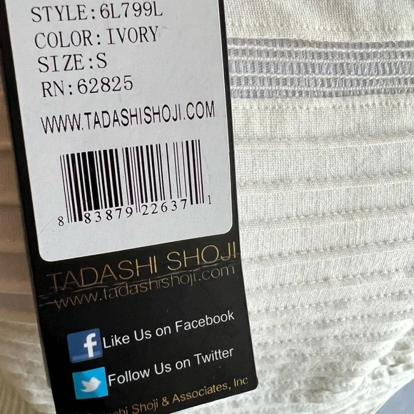 💕Host Pick💕 Tadashi Shoji Ivory Jersey Mesh Illusion Gown Dress Retail $650 - Picture 11 of 11